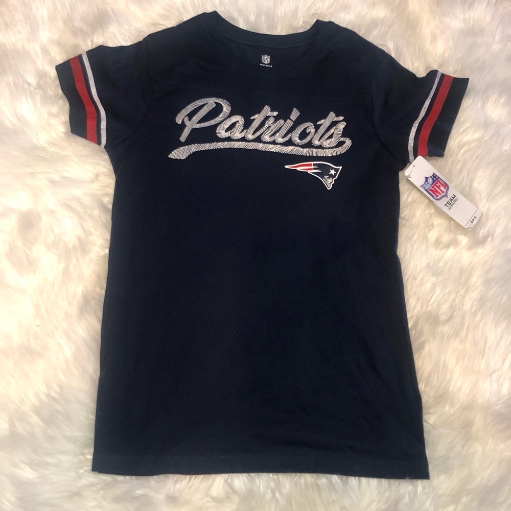 NWT New England Patriots NFL Team Apparel GIRLS XL 14/16 Navy Blue T-Shirt NEW